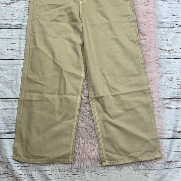 NWT Free People x Sandrine Rose Wide Leg Jeans Sunflower Tan Beige Cream - Picture 6 of 9